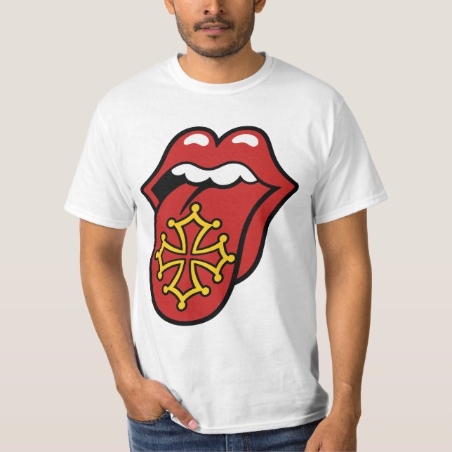 Camiseta Occitanie Rock Tongue - Croix Occitane  (Frente)