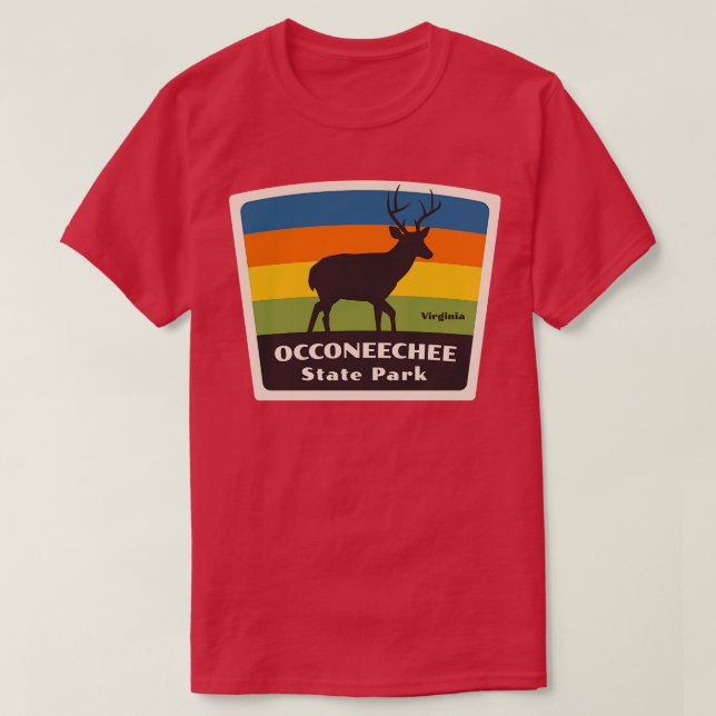 Camiseta Occoneechehe State Park Virginia Roaming Deer (Frente do Design)