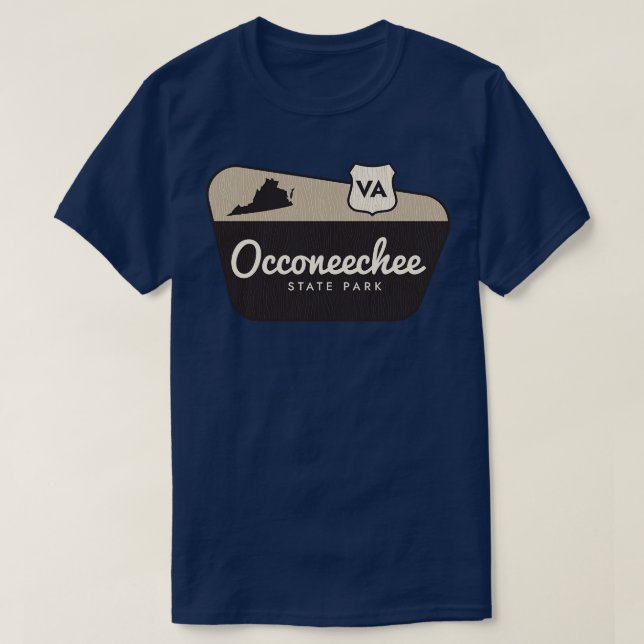 Camiseta Occoneheheheed State Park Virginia Sinal de Boas-v (Frente do Design)