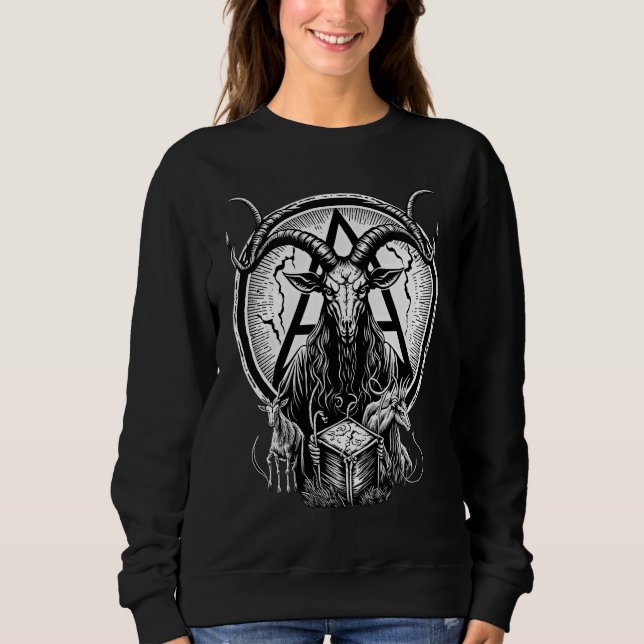 Camiseta Occult Gothic Demon Head  Baphomet With Horns (Frente)