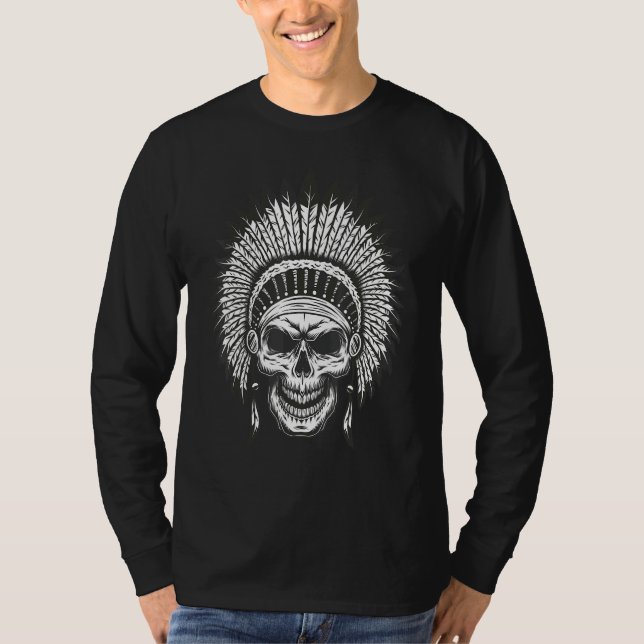 Camiseta Occult Magic Skull Native Feathers 1 (Frente)