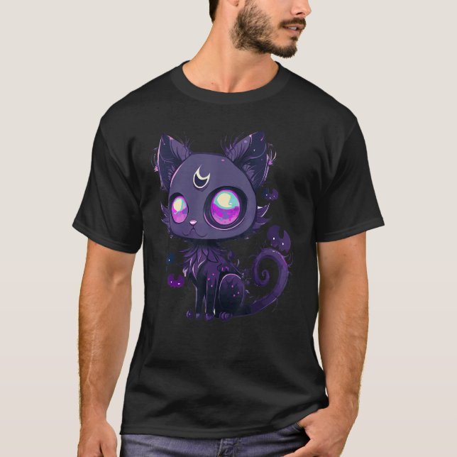 Camiseta Occult Pastel Goth Cat Magical Cat Witch Wicca (Frente)