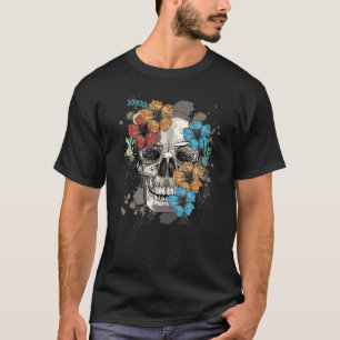 Camiseta Occulto, Gótico Floral do Crânio Altura Alt Aesthe