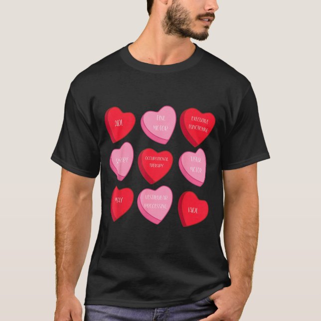 Camiseta Occupational Therapy Heart Candy Valentine Day Ot  (Frente)