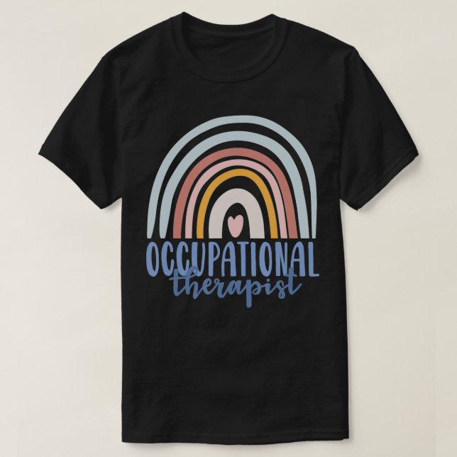Camiseta Occupational Therapy Worker OT Boho Rainbow Retro  (Frente do Design)