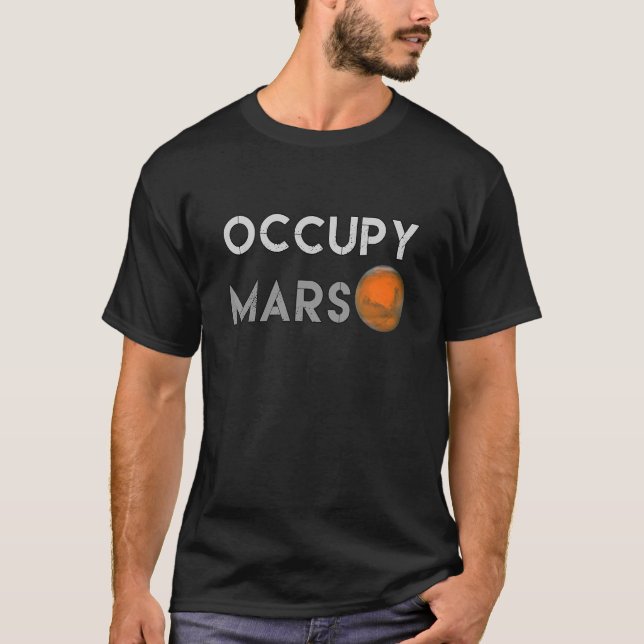 Camiseta OCCUPY MARS Indo A Marte Engraçado Ocupando Marte_ (Frente)