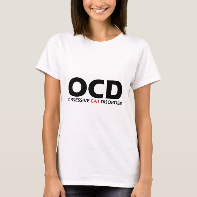 Camiseta OCD - Perturbação Obsessiva dos Gatos (Frente)