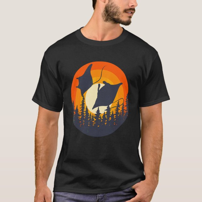 Camiseta Ocean Animal Stingray Retro Sunset Manta Ray (Frente)