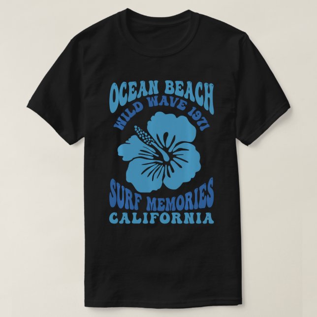 Camiseta Ocean Beach Wild Wave 1971 Memórias de Surf Pullov (Frente do Design)