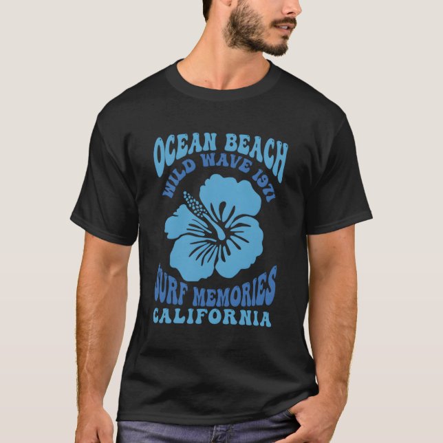 Camiseta Ocean Beach Wild Wave 1971 Memórias de Surfs (Frente)