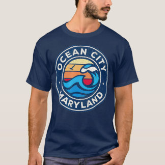 Camiseta Ocean City Maryland MD Vintage Nautical Waves