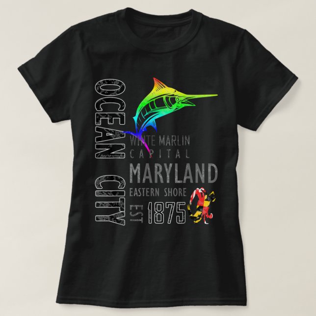 Camiseta Ocean City Maryland White Marlin Capital Eastern S (Frente do Design)