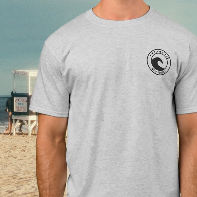 Camiseta Ocean City NJ Black Ocean Wave Circ Design (Criador carregado)