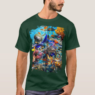 Camiseta Ocean Dolphin Shark Turtle Coral Sea Fish Orca Wha