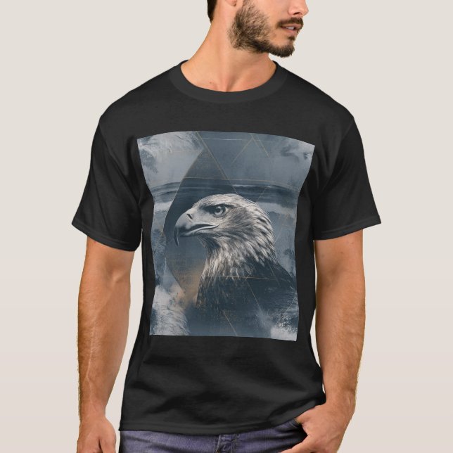 Camiseta Ocean Eagle – Geometric Double Exposure (Frente)