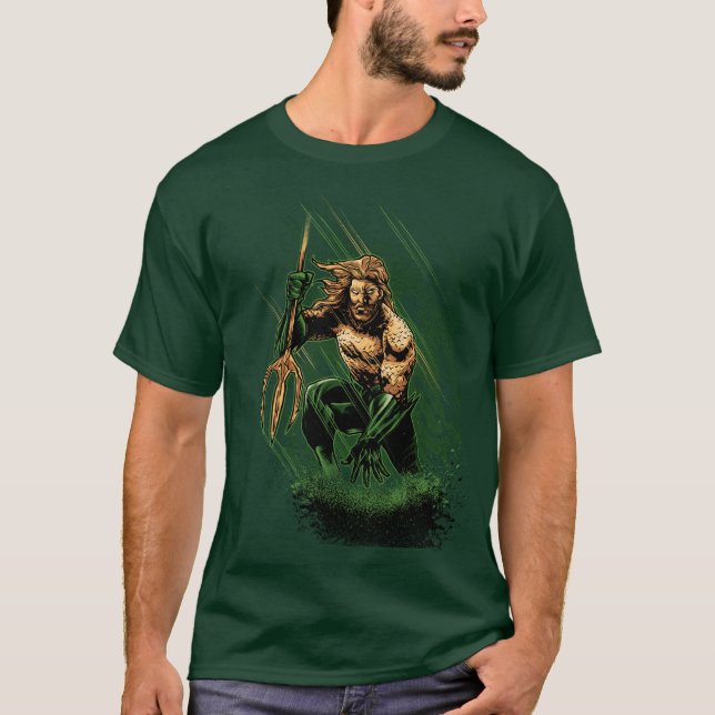 Camiseta Ocean King Trident Warrior Dynamic Comic Art (Frente)