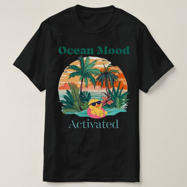 Camiseta Ocean Mood Activated – Vibrações de Verão (Frente do Design)