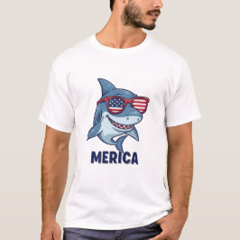 Camiseta Ocean Patriot 'Merica Tubarão Bandeira Náutica Div