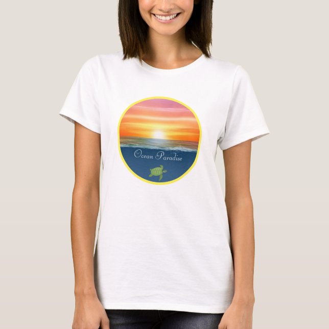 Camiseta Ocean Sunrise e Tartaruga (Frente)