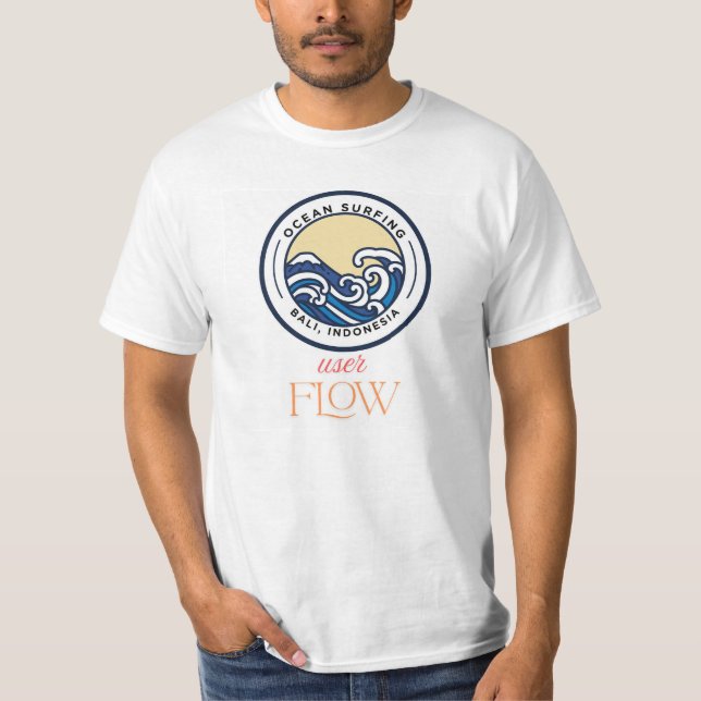 Camiseta Ocean Surfing Bali, Indonésia Logo Design (Frente)