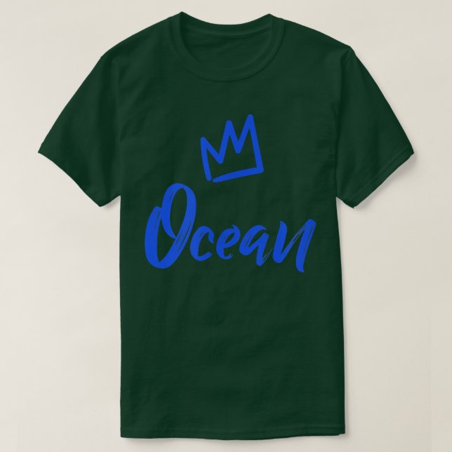 Camiseta Ocean the King  Blue Crown & Name for Men Called O (Frente do Design)