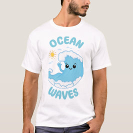 Camiseta Oceano acenando sossegado Cute Kawaii Pun Summer
