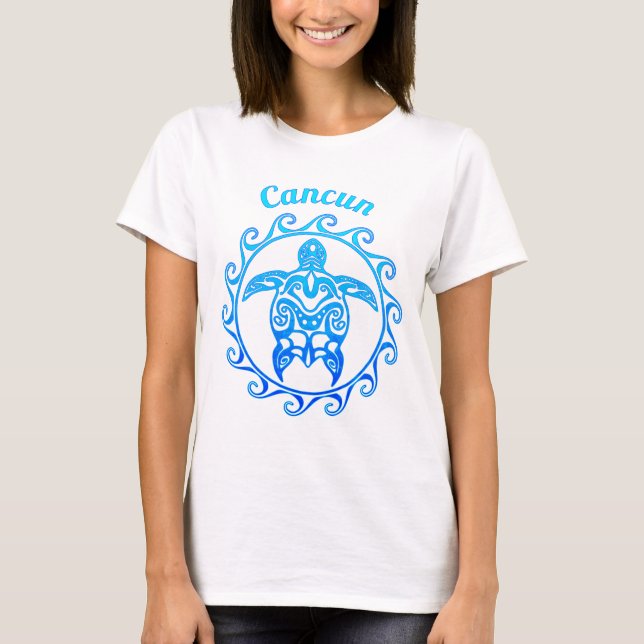 Camiseta Oceano Azul - Tartaruga Tribal Cancun (Frente)
