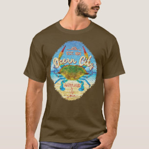 Camiseta Oceano City - Maryland - Caranguejo Azul em Praia
