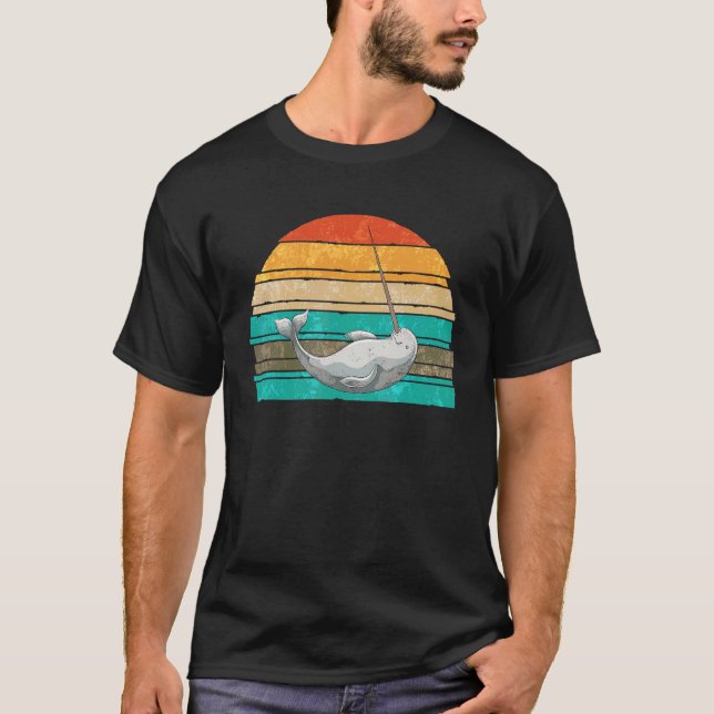 Camiseta Oceano Mamífero Retro Animal Narwhale 1 (Frente)