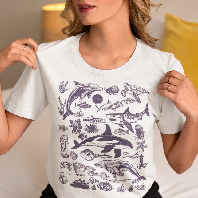 Camiseta Oceano Maravilhas - Vintage Sea Life (Criador carregado)