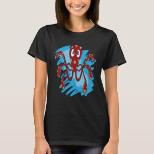 CAMISETA OCEANO OCTOPUS SPOTS VERMELHOS ANIMAIS DO MAR OCTO