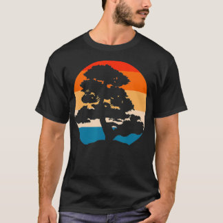 Camiseta Oceano Pacífico Praia de Bonsai Árvore Retro Vinta