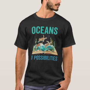 Camiseta Oceanos De Leitura De Tartaruga Do Mar Livro De Po
