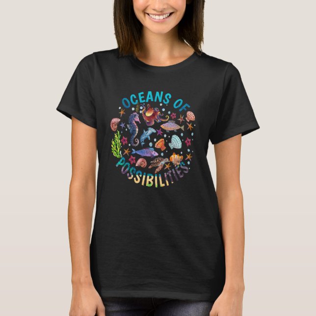 Camiseta Oceanos De Possibilidades De Leitura De Animais Do (Frente)