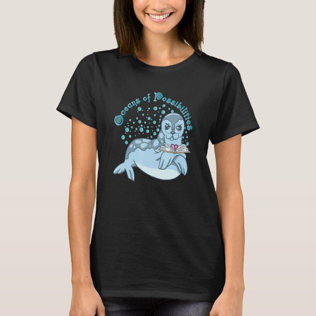 Camiseta Oceans Of Possibility Ocean Awareness Reading Seal (Frente)