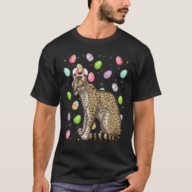 Camiseta Ocelot Bunny Easter Ovo Funny Ocelot Páscoa Sund (Frente)