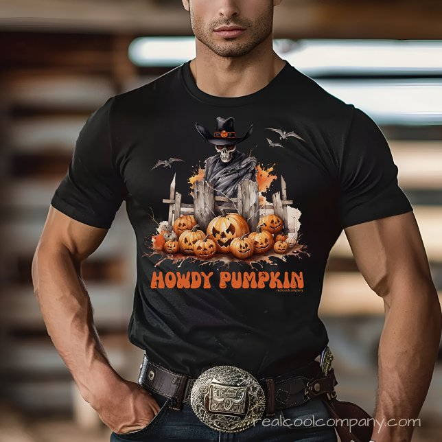 Camiseta Ocidental de Cowboy Assustador Abóbora Co (Criador carregado)