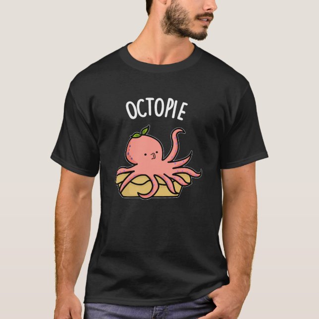Camiseta Octo-tarte Engraçado Octopus Pie Pun Dark BG (Frente)