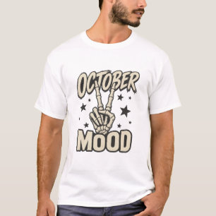 Camiseta October Mood Skeleton Peace Sign