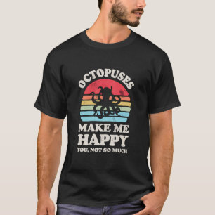Camiseta Octopias Me Fazem Feliz Octopus Retro Vintag Engra
