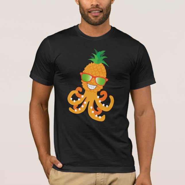 CAMISETA OCTÓPIO DE PINEAPPLE TROPICAL EXÓTICO ENGRAÇADO (Frente)
