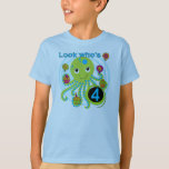 Camiseta Octopus 4th Birthday T shirts e presentes<br><div class="desc">Crianças que comemoram seu quarto aniversário que amam a vida marinha e o polvo amarão nossas t-shirts de aniversário do Octopus,  bolsas de tote,  botões,  guardas de conservação e outros presentes e roupa de 4 anos.</div>