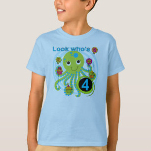 Camiseta Octopus 4th Birthday T shirts e presentes