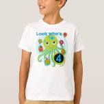 Camiseta Octopus 4th Birthday T shirts e presentes<br><div class="desc">Crianças que comemoram seu quarto aniversário que amam a vida marinha e o polvo amarão nossas t-shirts de aniversário do Octopus,  bolsas de tote,  botões,  guardas de conservação e outros presentes e roupa de 4 anos.</div>