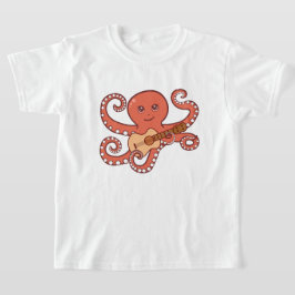 Camiseta Octopus Adorável Jogando Cartografia de Violão Acú