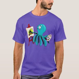 Camiseta Octopus Artístico Pintando Um Turiano - fofo e div