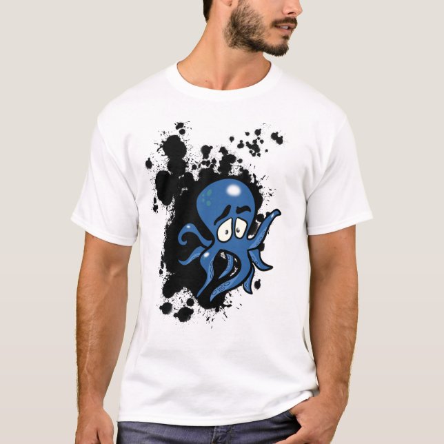 Camiseta Octopus Azul Assustado (Frente)