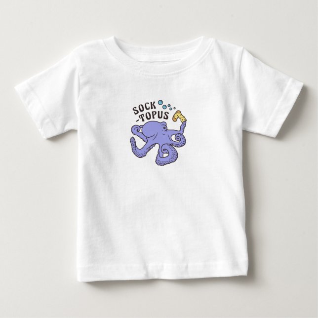Camiseta Octopus Azul Socktopus Com Memória Engraçado (Frente)