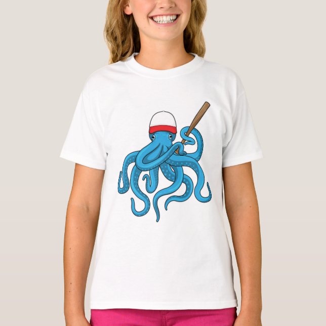 Camiseta Octopus Baco-beisebol (Frente)