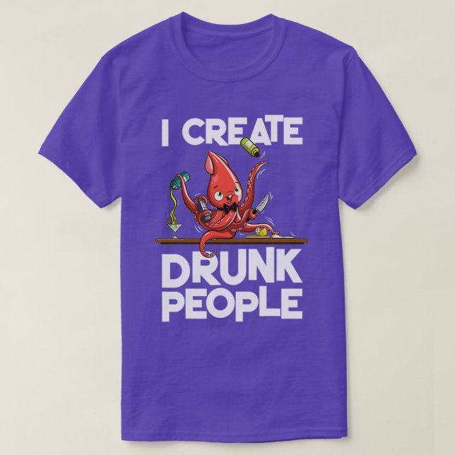 Camiseta Octopus Bartender I Cria Pessoas do Bebado Bebado (Frente do Design)